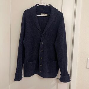 Line of Trade Shetland Wool Blue Long Cardigan Sweater Fall Winter Grandpacore